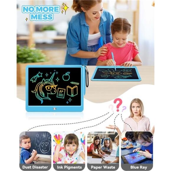 12 Inch LCD Writing Tablet with Anti-Lost Stylus, Erasable Doodle Board Colorful - Picture 5 of 7